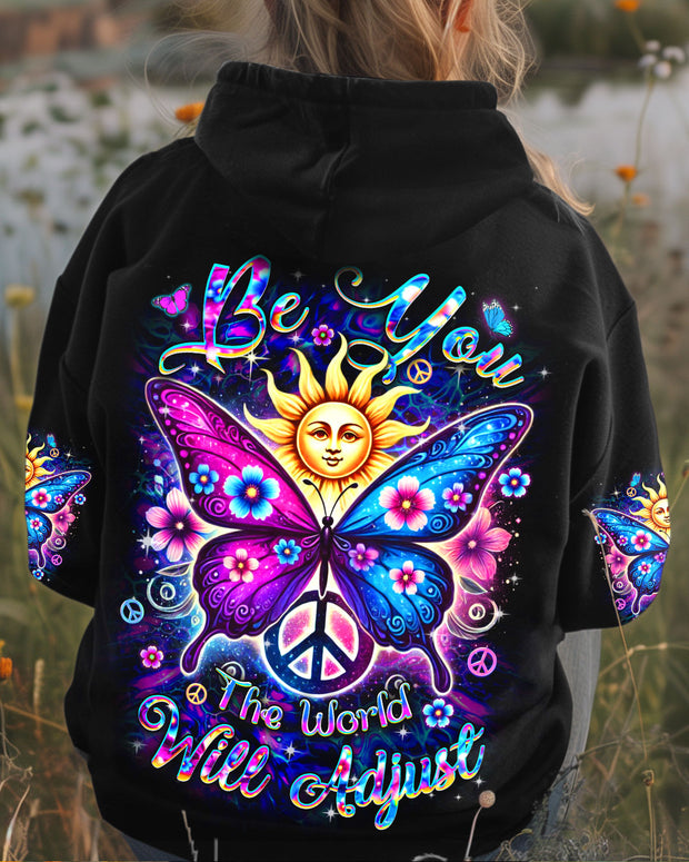 Be You, The World Will Adjust - Sun and Butterfly Hippie - AOP Shirts