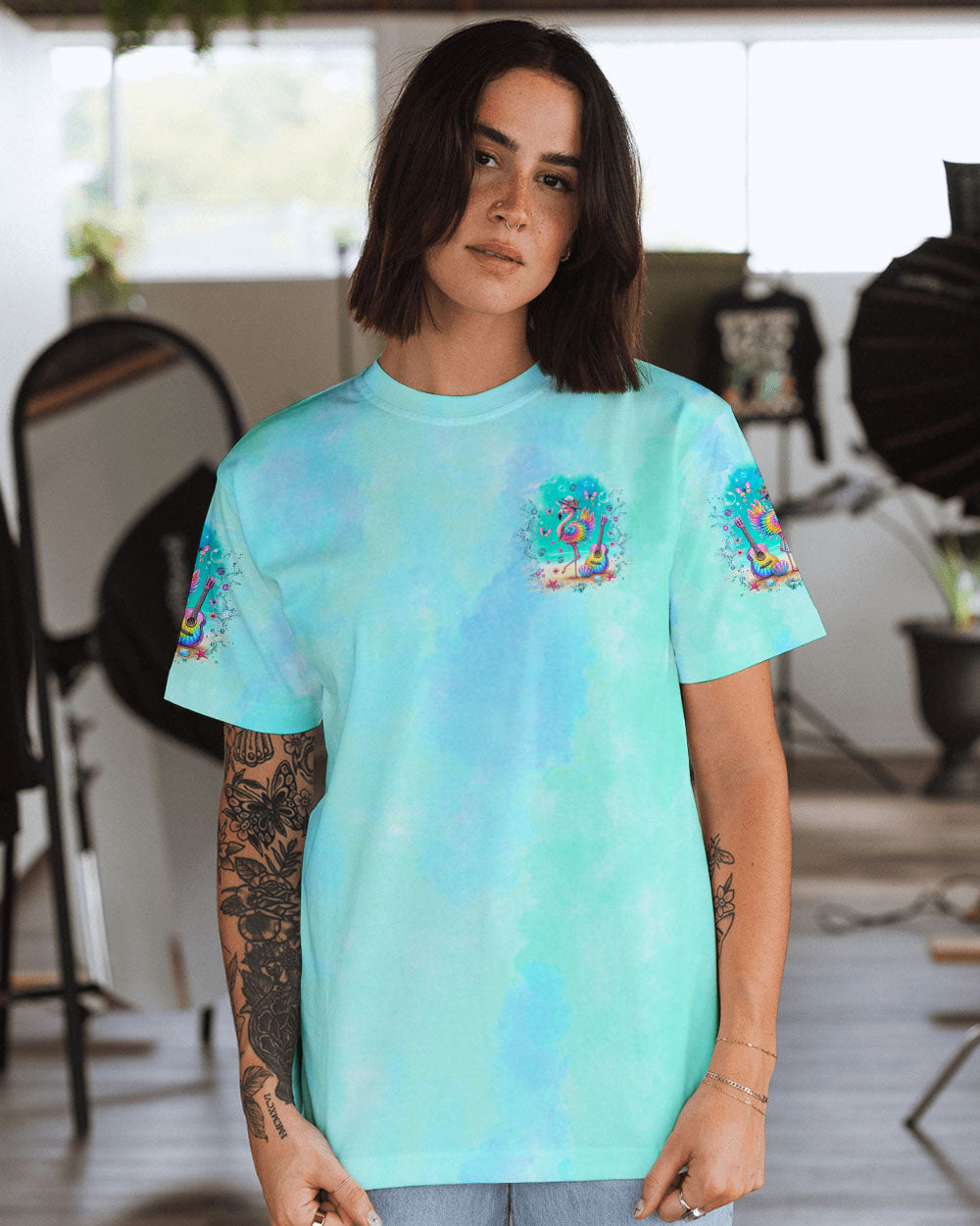 Be You The World Will Adjust Tie Dye Flamingo Beach AOP Shirts _14_ XTkGu