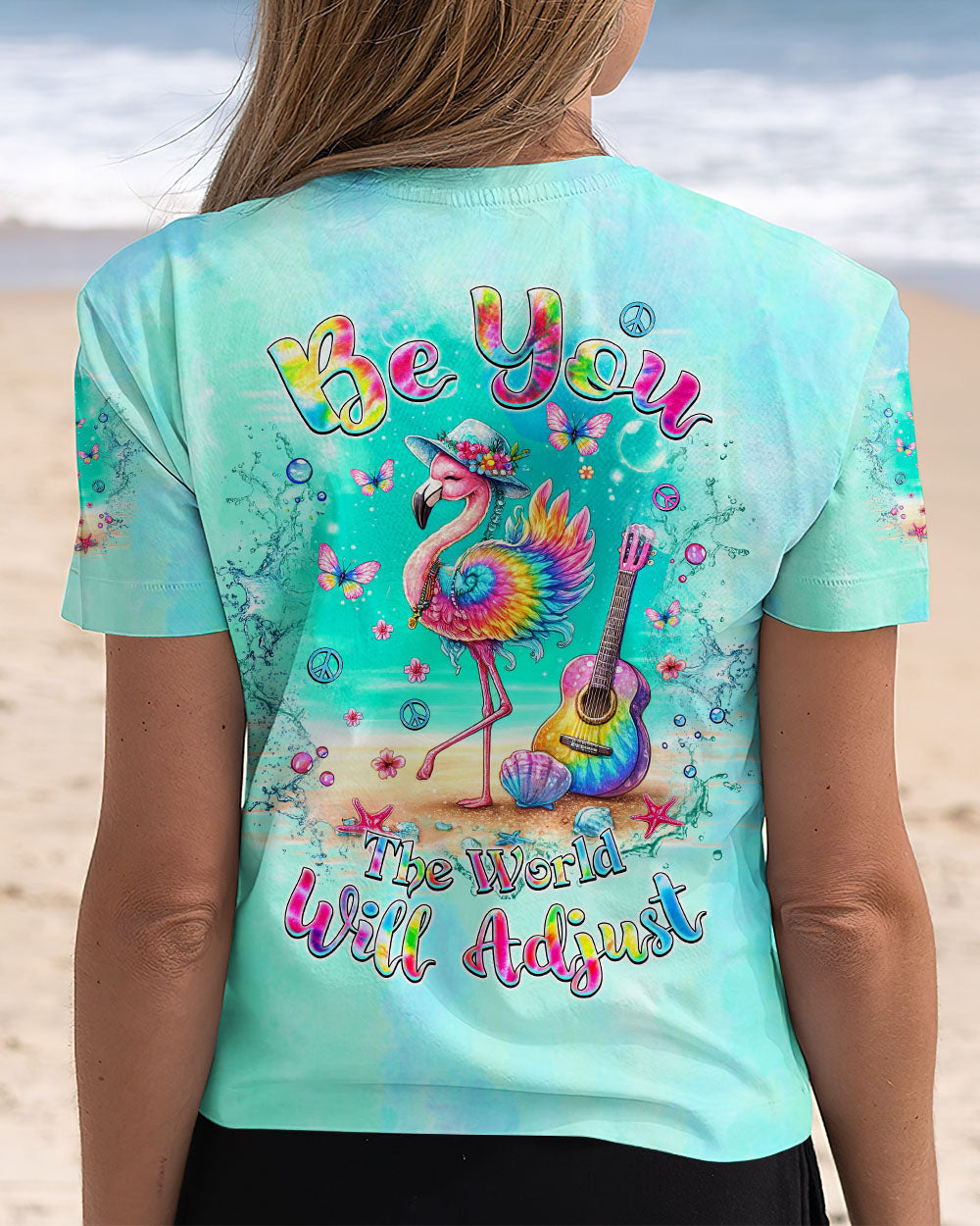 Be You The World Will Adjust Tie Dye Flamingo Beach AOP Shirts _3_ FL2oW