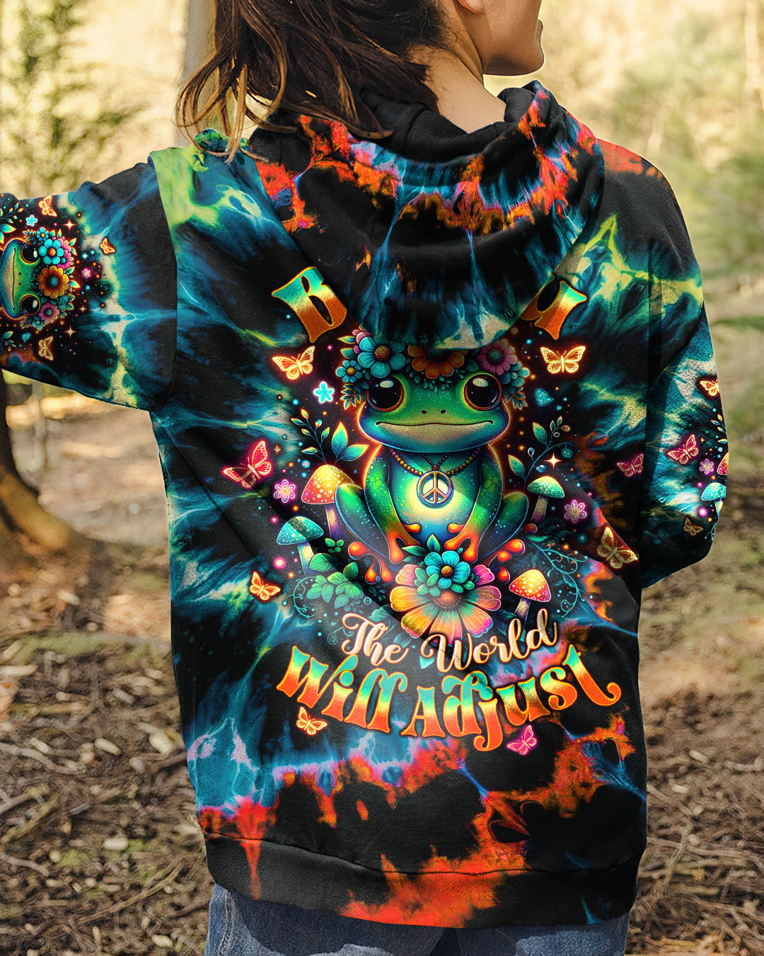 Be You The World Will Adjust Tie Dye Frog Mushroom Psychedelic AOP Shirts _12_ uEv1q