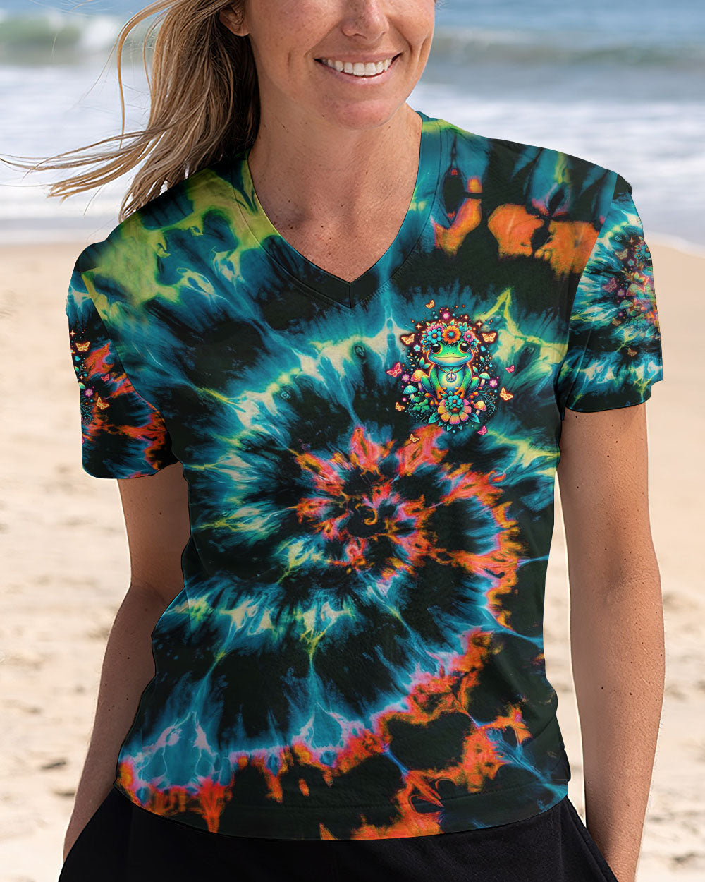 Be You The World Will Adjust Tie Dye Frog Mushroom Psychedelic AOP Shirts _2_ ZoXI0
