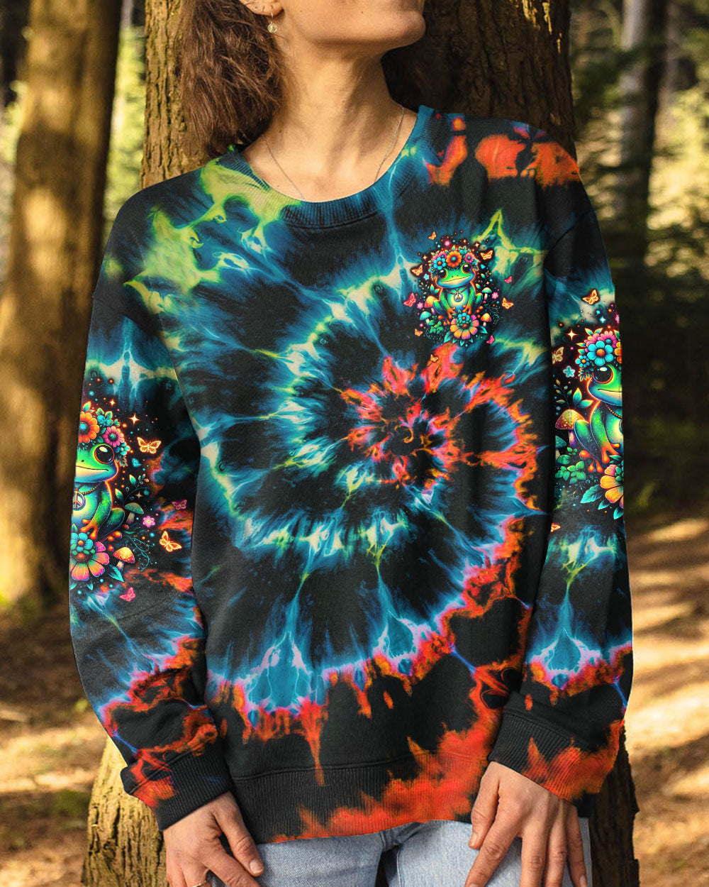 Be You The World Will Adjust Tie Dye Frog Mushroom Psychedelic AOP Shirts _6_ pe8YB