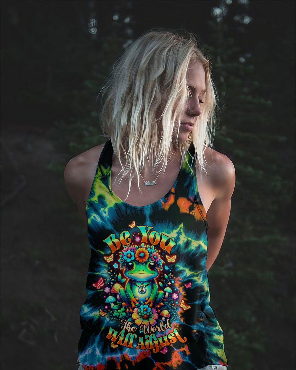 Be You The World Will Adjust Tie Dye Frog Mushroom Psychedelic AOP Shirts _9_ fsHKF