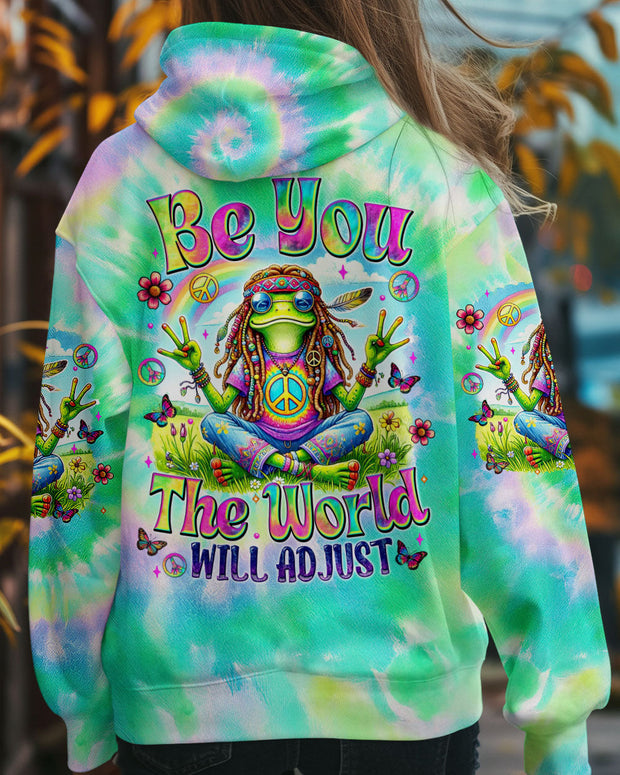 Be You The World Will Adjust - Tie Dye Hippie Frog with Peace Symbol - AOP Shirts QT5061501