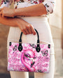 Be You The World will Adjust Bold Pink Flamingo with Butterflies Design for Women Leather Bag _11_ tRDbx