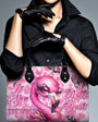 Be You The World will Adjust Bold Pink Flamingo with Butterflies Design for Women Leather Bag _2_ ASMAI