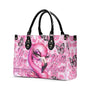 Be You The World will Adjust Bold Pink Flamingo with Butterflies Design for Women Leather Bag _4_ yXuGi