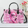 Be You The World will Adjust Bold Pink Flamingo with Butterflies Design for Women Leather Bag _7_ 10aJa