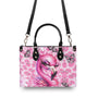 Be You The World will Adjust Bold Pink Flamingo with Butterflies Design for Women Leather Bag _8_ hWMtp