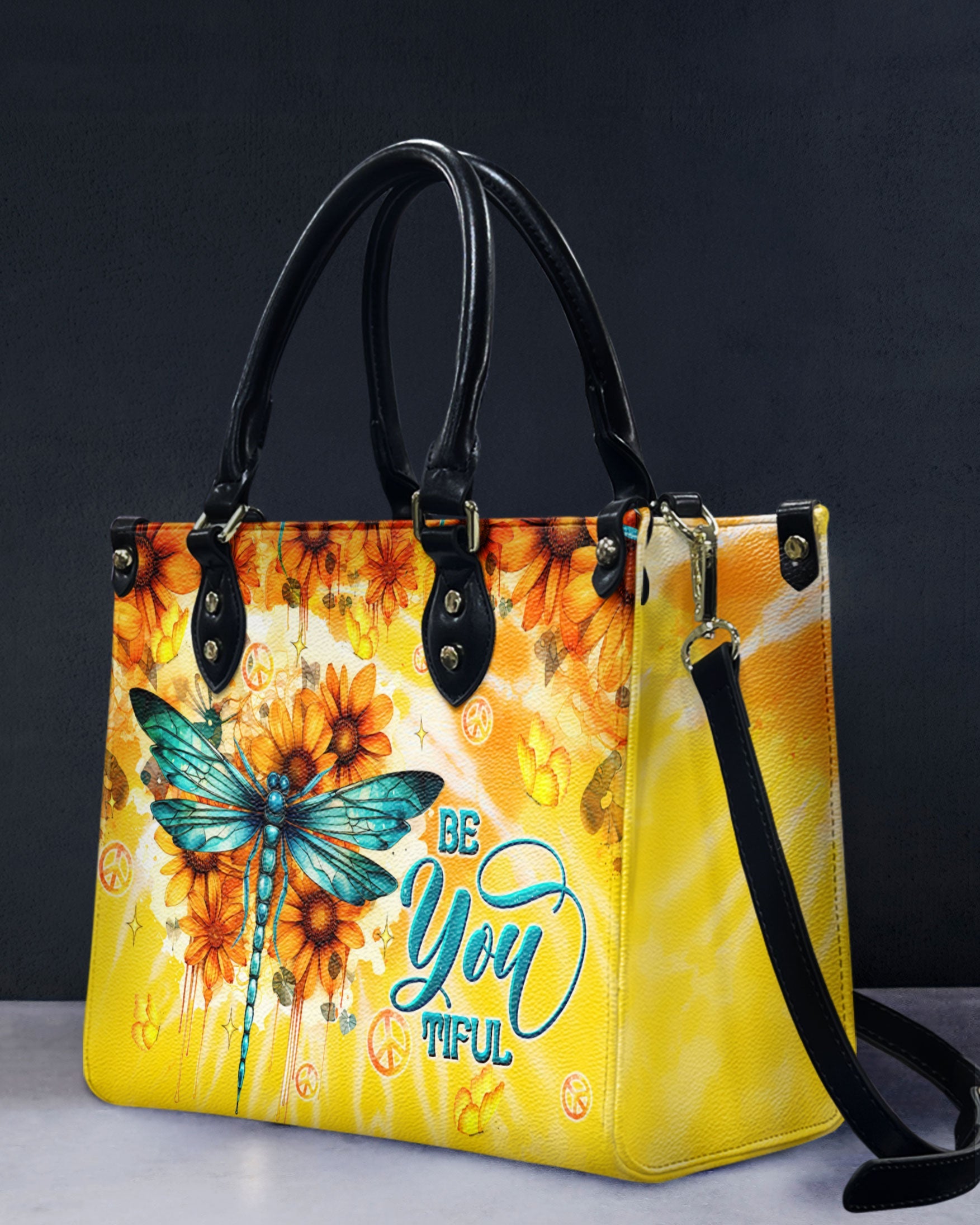 Be You Tiful Dragonfly Sunflower Hippie Leather Bag Gift for Women _4_ e7k8e