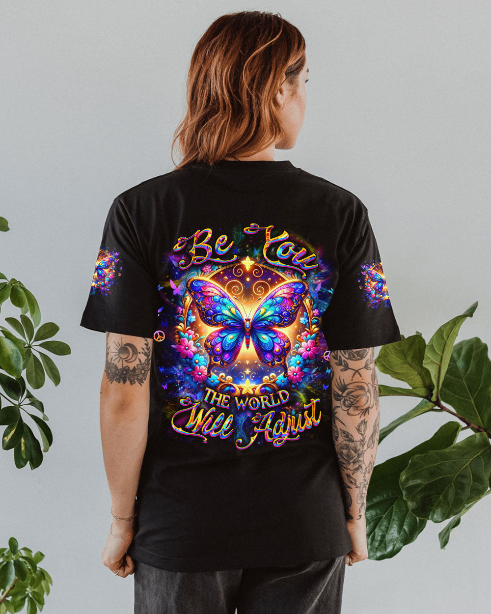 Be You the World Will Adjust Colorful Butterfly Graphic _E2_80_93 AOP Shirts _8_ cRzyT