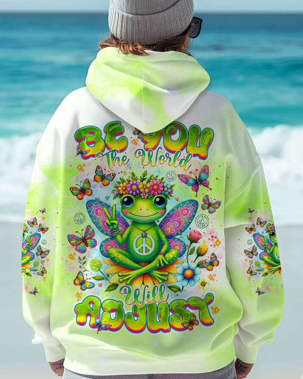 Be You the World Will Adjust - Hippie Frog Colorful Peace Tie Dye - AOP Shirts