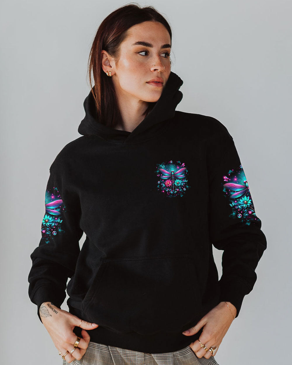 Be Your Own Kind of Beautiful Dragonfly and Floral Colorful Graphic AOP Shirts _6_ Kpdmy