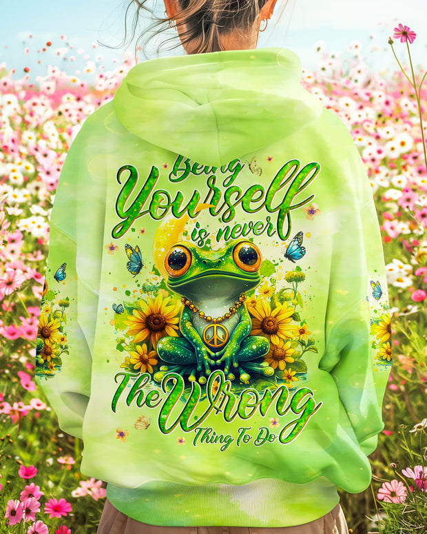 Being Yourself The Wrong Thing To Do - Green Frog Sunflower Peace - AOP Shirts