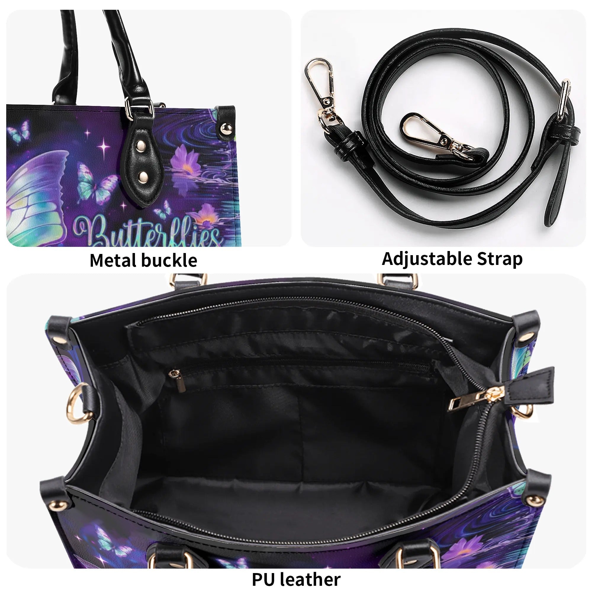 Butterflies Appear When Angels Are Near Angel Butterfly Purple Spiritual Leather Bag _10_ iC7nX