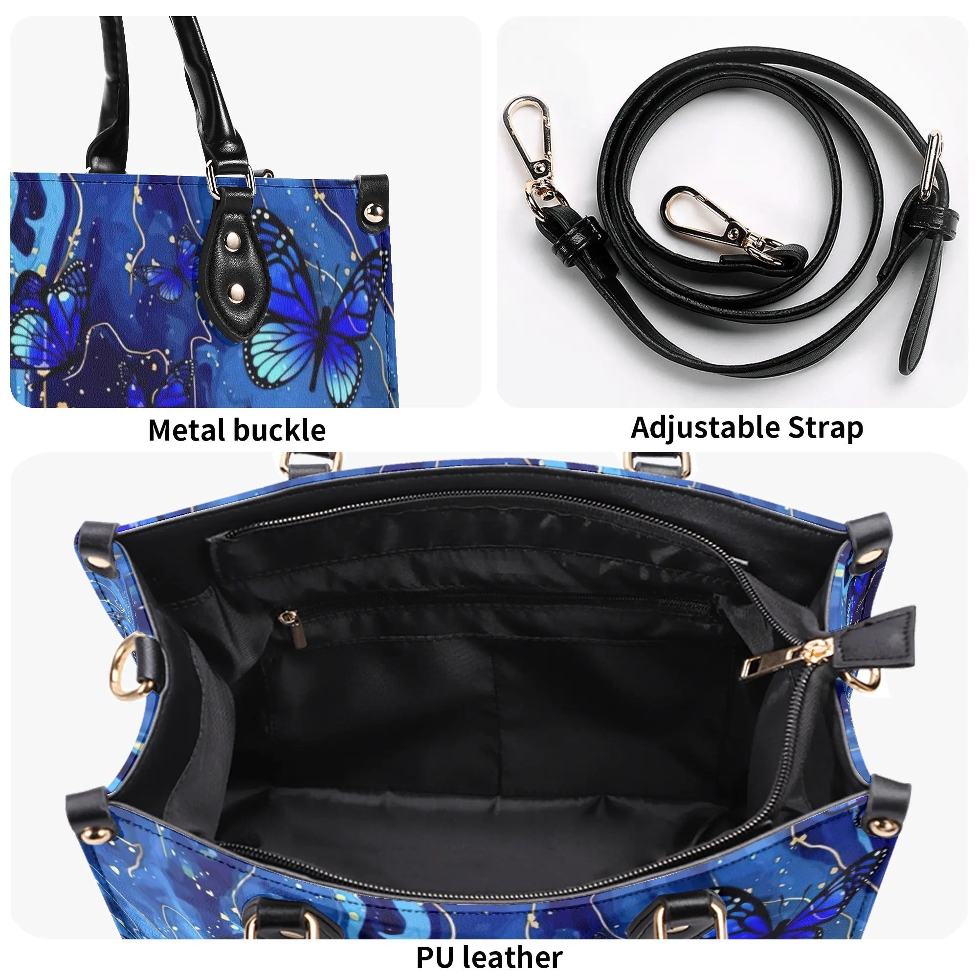 Butterflies Appear When Angels Are Near Blue Butterfly Angel Tribute Leather Bag _10_ cBRe4