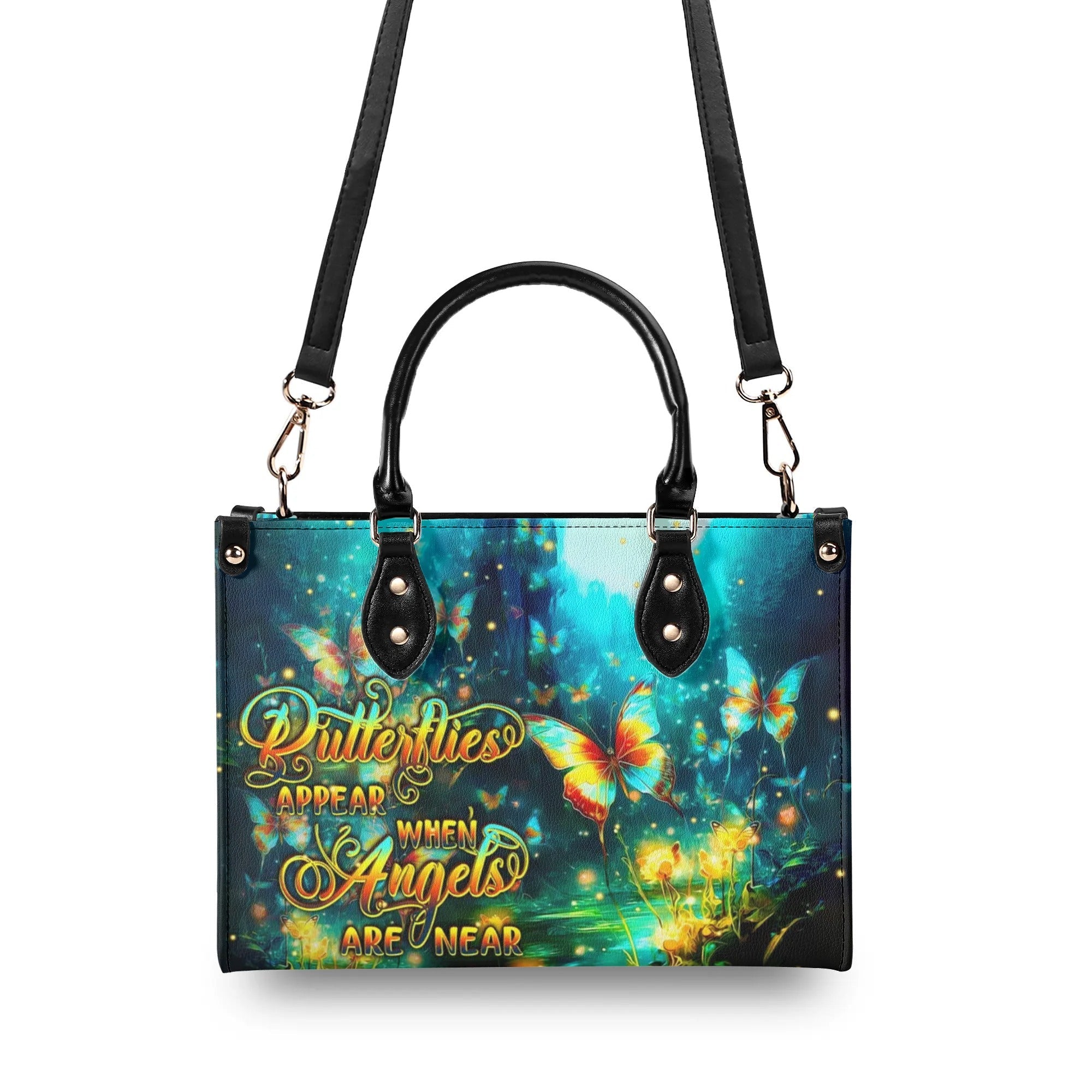 Butterflies Appear When Angels Are Near Inspirational Butterfly Angel Leather Bag _2_ NVb7R