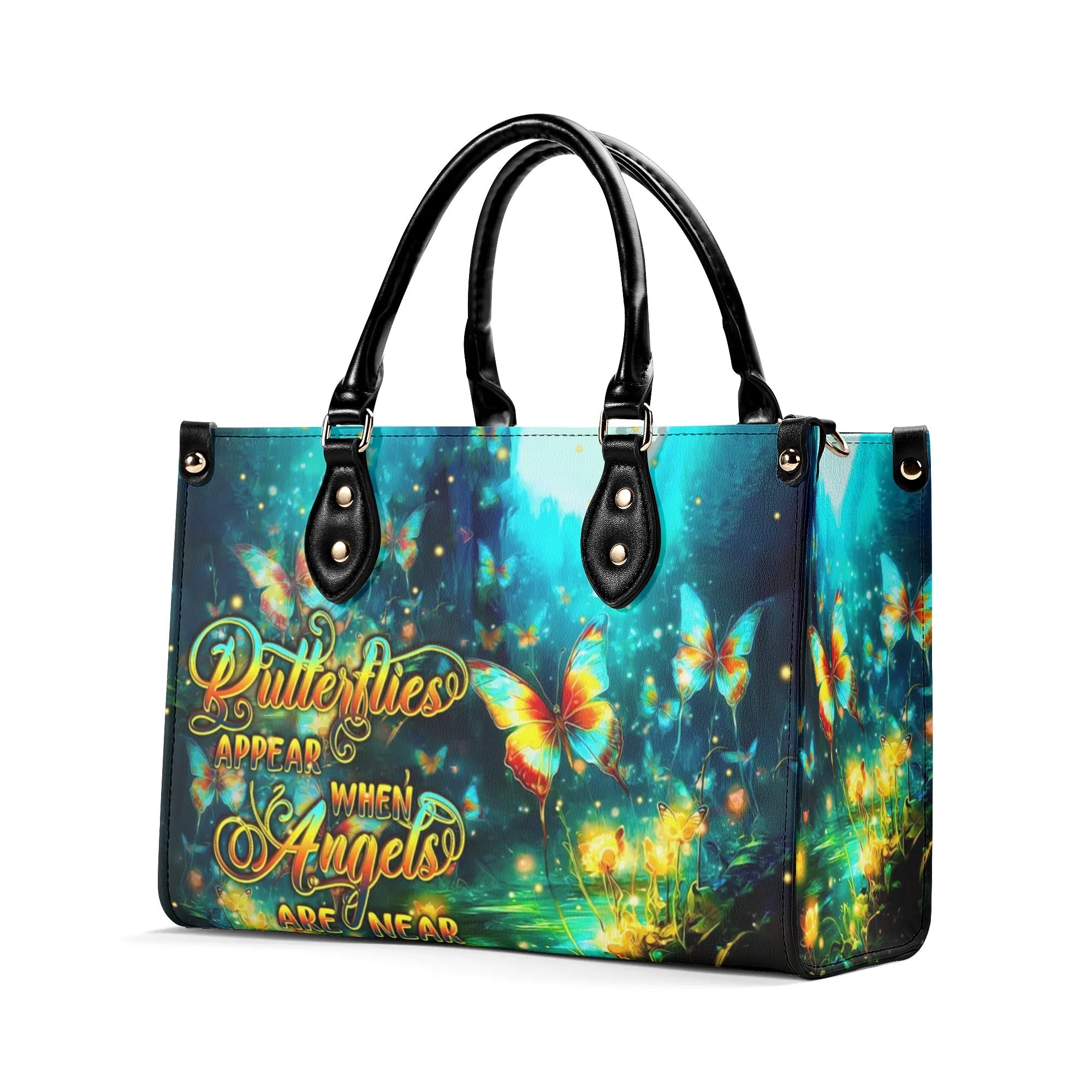 Butterflies Appear When Angels Are Near Inspirational Butterfly Angel Leather Bag _4_ Flc3y