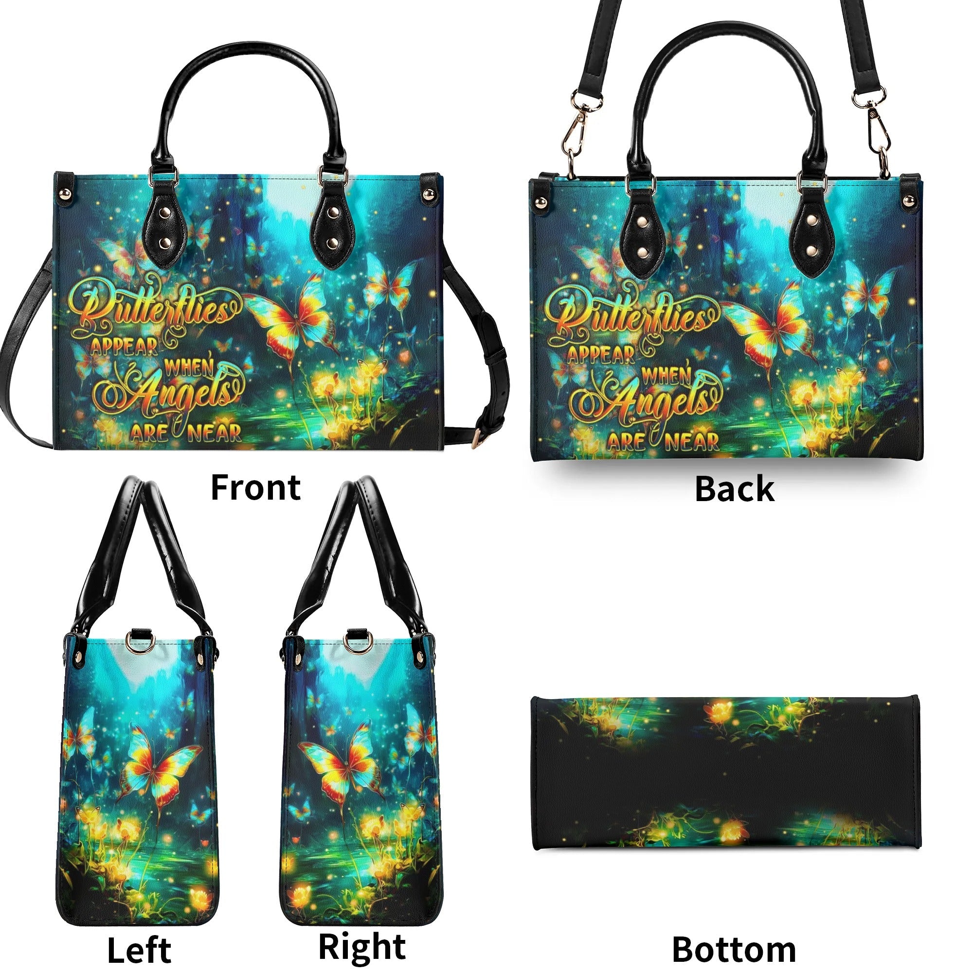 Butterflies Appear When Angels Are Near Inspirational Butterfly Angel Leather Bag _5_ kRRc8