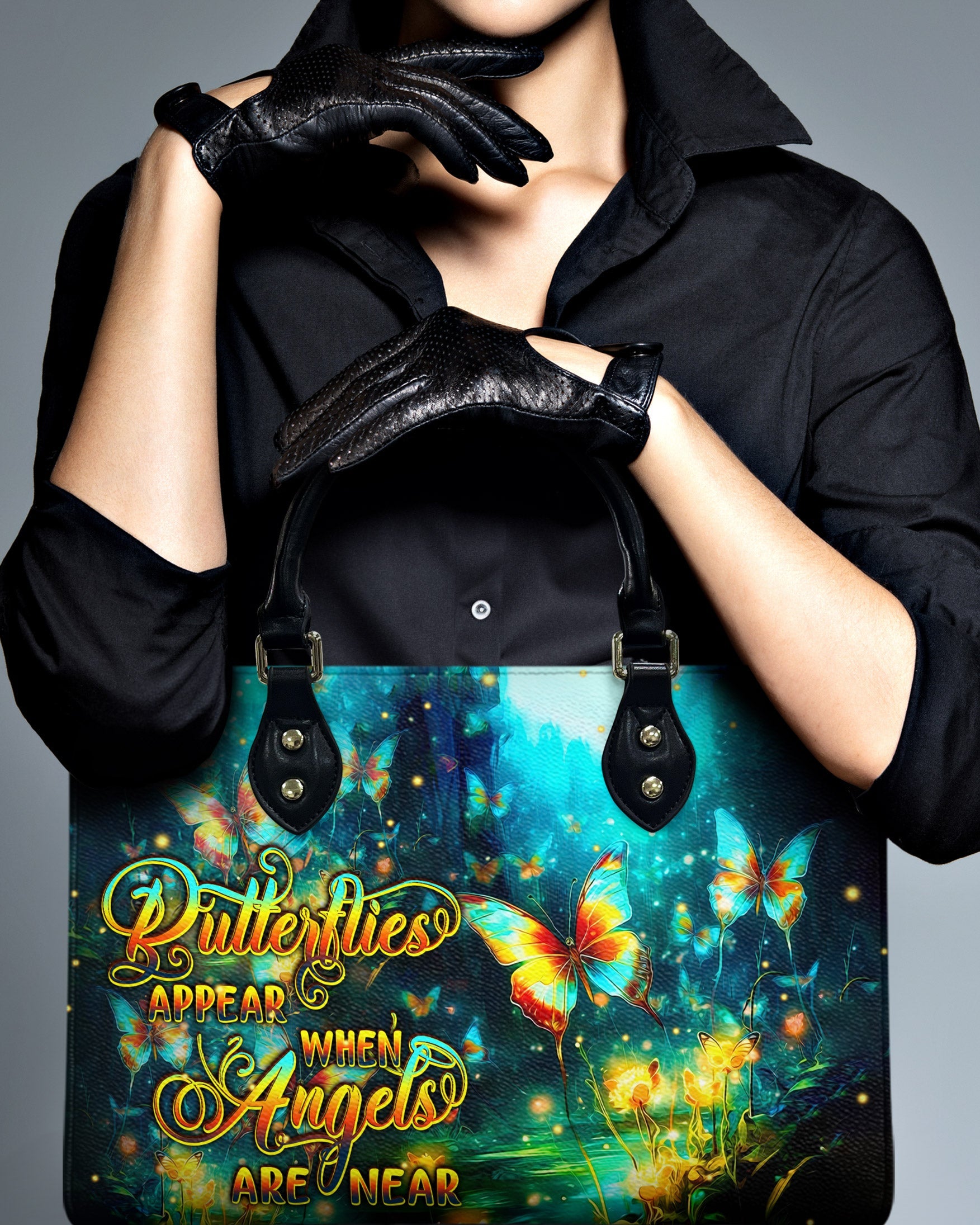 Butterflies Appear When Angels Are Near Inspirational Butterfly Angel Leather Bag _6_ Ev2NO