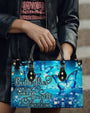 Butterflies Appear When Angels are Here Blue Angel Butterfly Inspirational Leather Bag _3_ laDYd