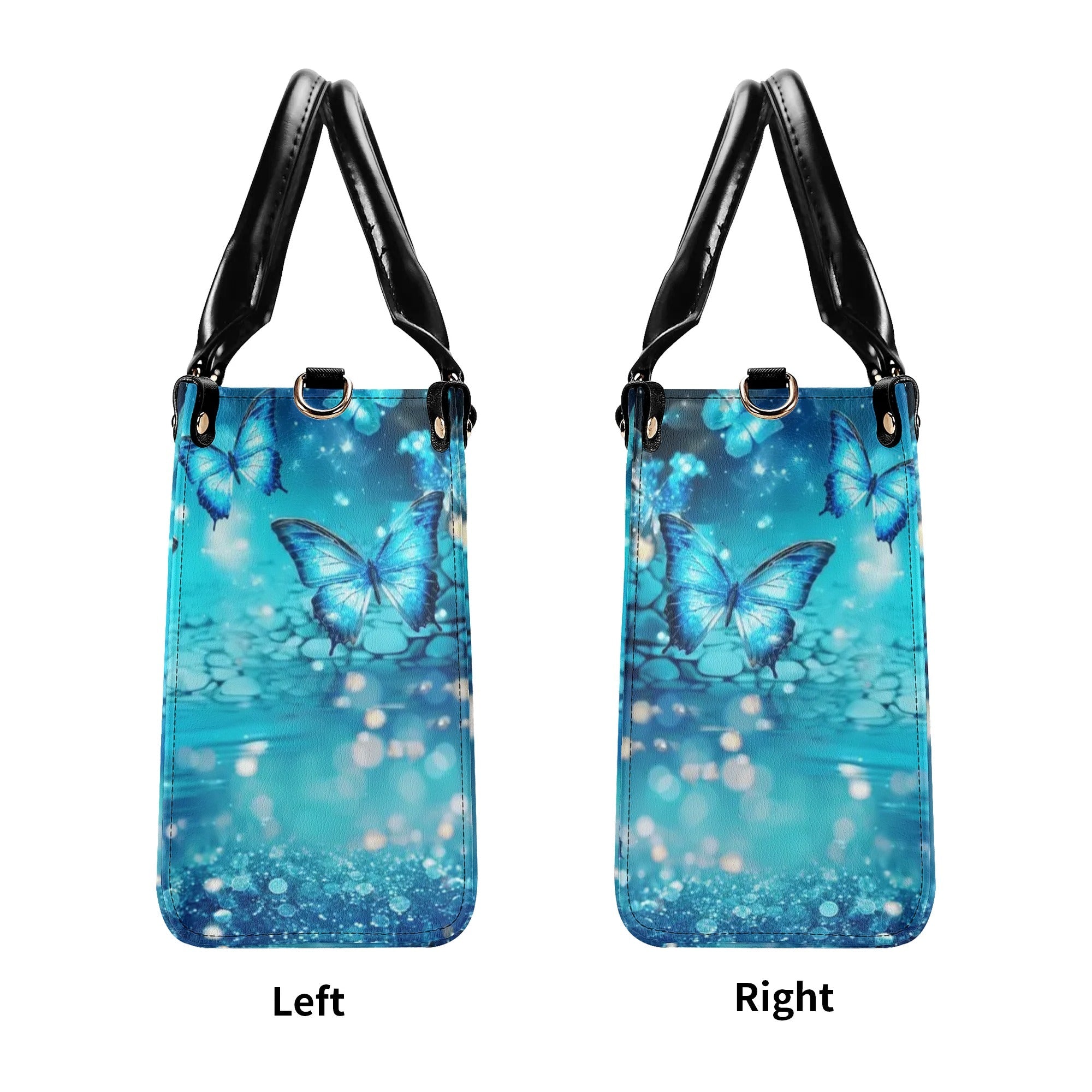 Butterflies Appear When Angels are Here Blue Angel Butterfly Inspirational Leather Bag _8_ u7fMe