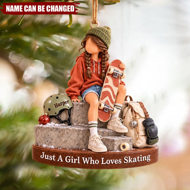 Just A Girl Who Loves Skating Christmas Gift For Her - Personalized Acrylic Ornament