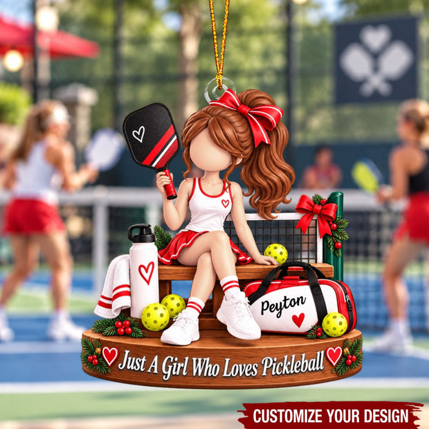 Just A Girl Who Loves Pickleball Christmas Gift For Her - Personalized Acrylic Ornament