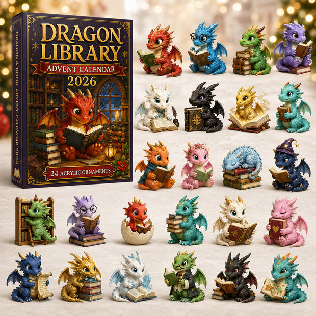 Dragon Library Advent Calendar 2026 Gift For Bookish Dragon Lovers - Personalized Box Advent Calendar
