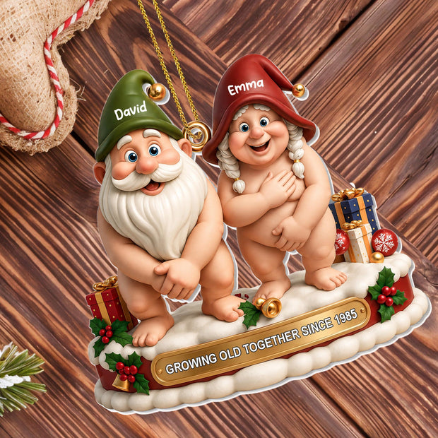 Funny Christmas Growing Old Together Gift For Couple, Husband And Wife - Personalized Ornament