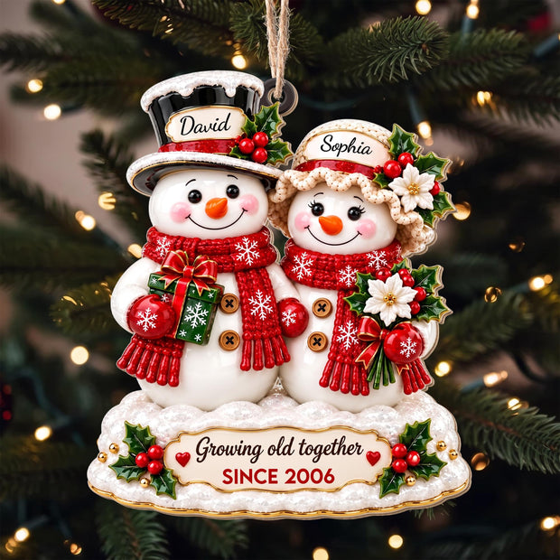 Growing Old Together - Personalized Wood Ornament - Gift For Couples
