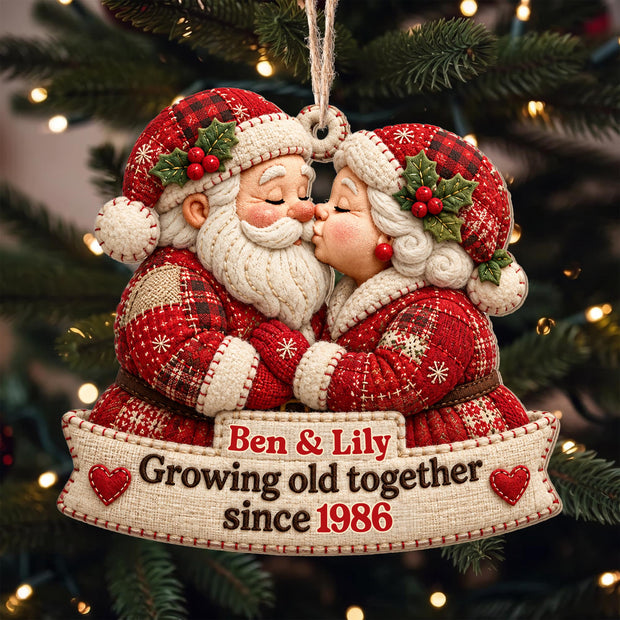 Growing Old Together - Personalized Wood Ornament - Gift For Couples