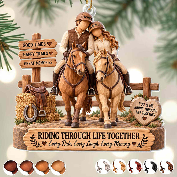 Good Times Riding Through Life Together- Personalized Wood Ornament - Christmas Gift For Couple