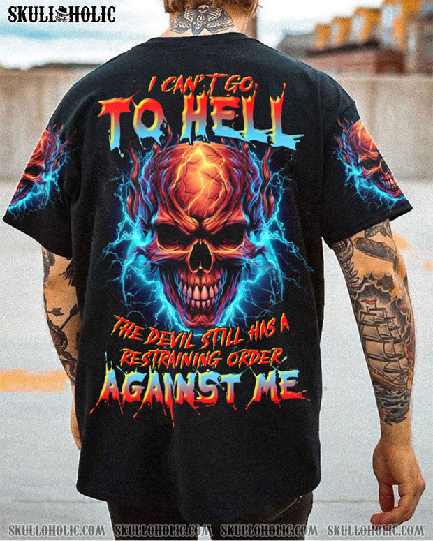 Can?t Go to Hell Devil Has a Restraining Order - Lightning Skull Graphic - AOP Shirts CU6061060