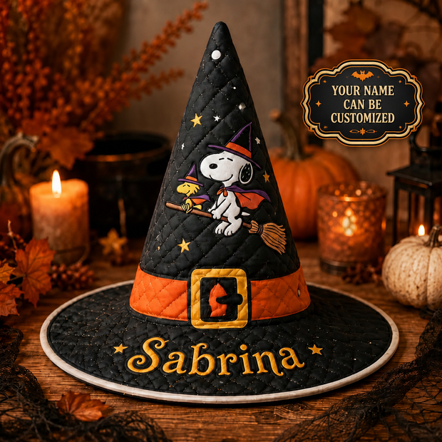 Spooky Beagle - Personalized Quilt Witch Hat - Halloween Gift For Movie Fans