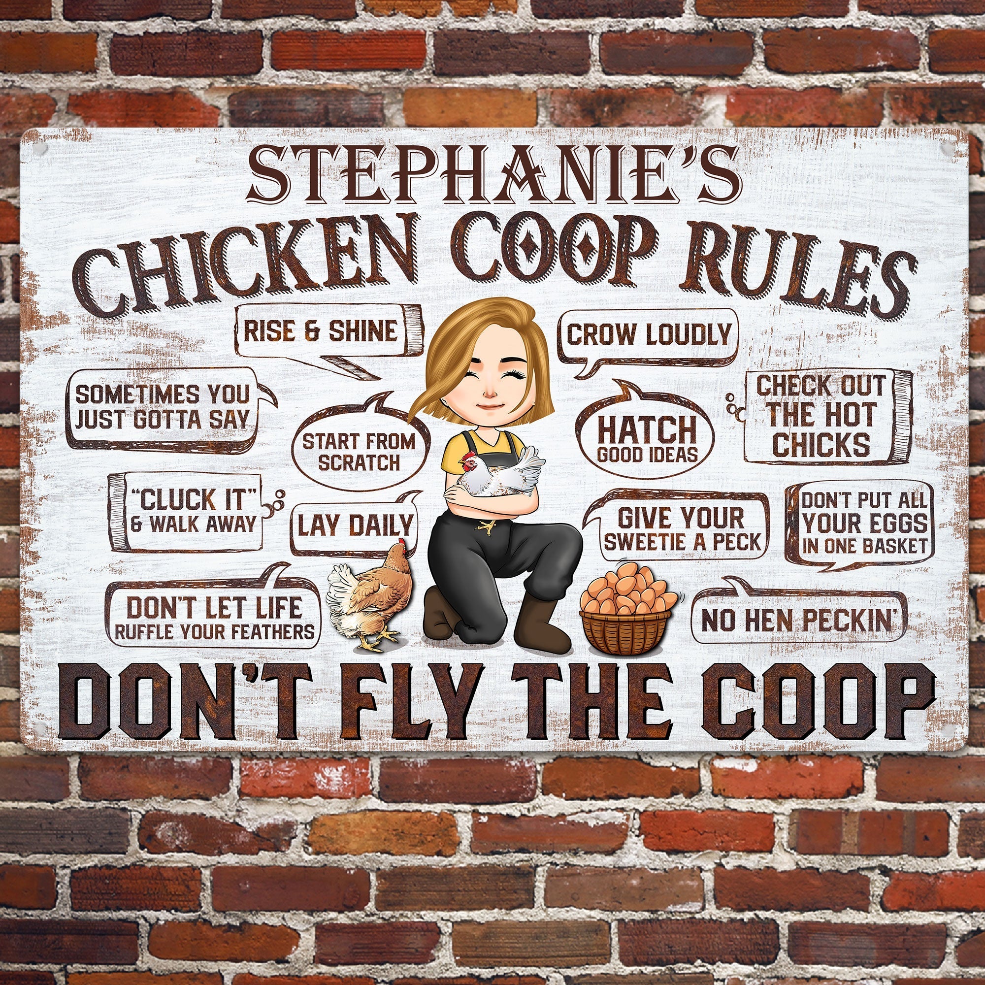 Chicken Coop Rules Personalized Metal Sign Backyard Chicken Coop Decor Gift For Farmer_ Chicken Lover_ Chicken Keeper _3