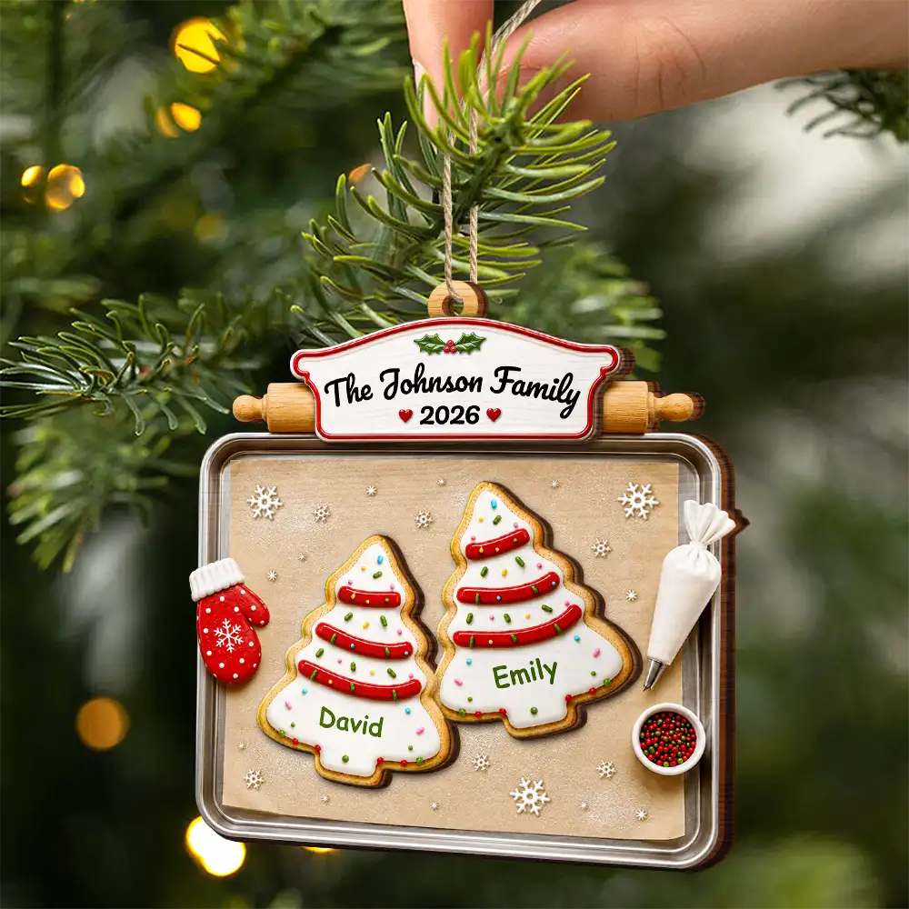 ChristmasCookiesFamily Personalized2 LayeredWoodenOrnament TU534 DSR1595 MK2