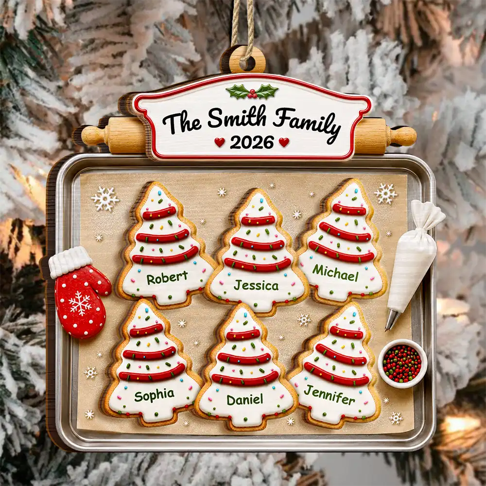 ChristmasCookiesFamily Personalized2 LayeredWoodenOrnament TU534 DSR1595 MK3