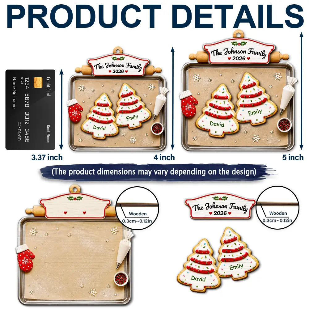 ChristmasCookiesFamily Personalized2 LayeredWoodenOrnament TU534 DSR1595 MK5