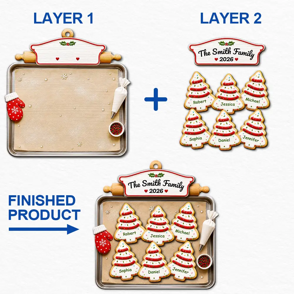 ChristmasCookiesFamily Personalized2 LayeredWoodenOrnament TU534 DSR1595 MK6