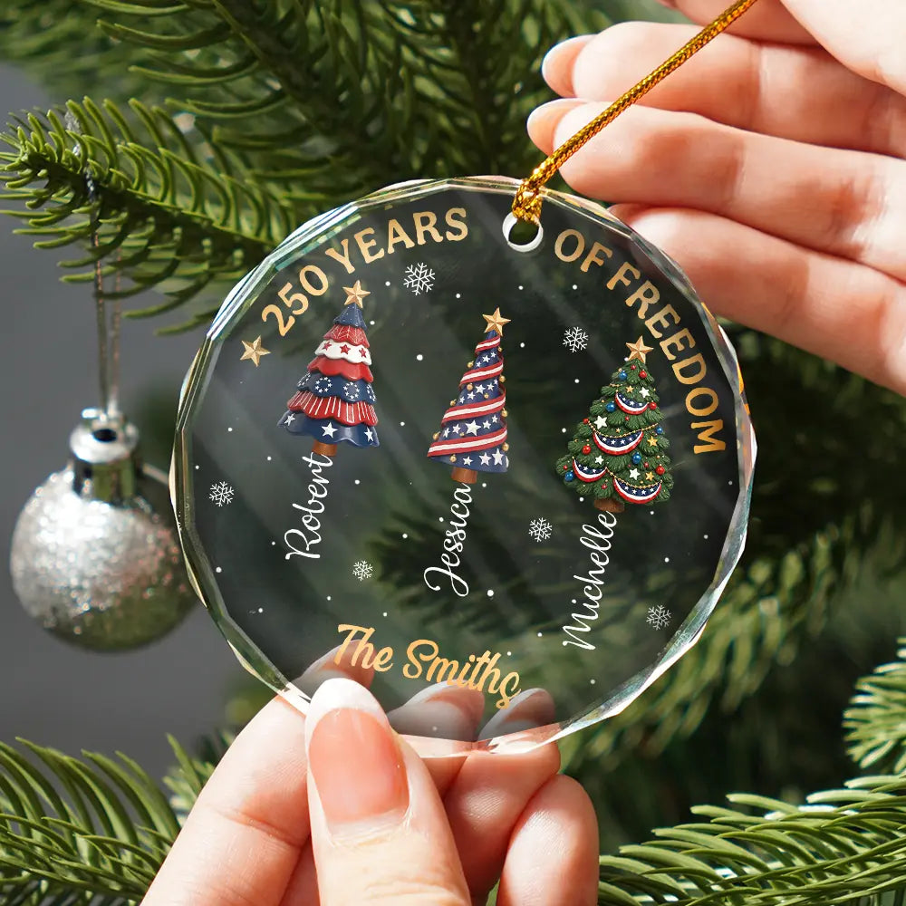 ChristmasTree250YearsOfFreedom PersonalizedCircleGlassOrnament LV434 NAH6196 MK1