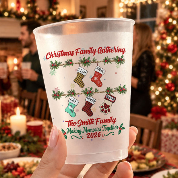 Christmas Party Gathering Family, Grandparents, Grandkids Xmas Party Gathering - Personalized Frosted Cups