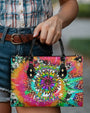 Colorful Hippie Soul Tie Dye Leopard Sunflower Peace Design for Women Leather Bag _9_ 0dy9H