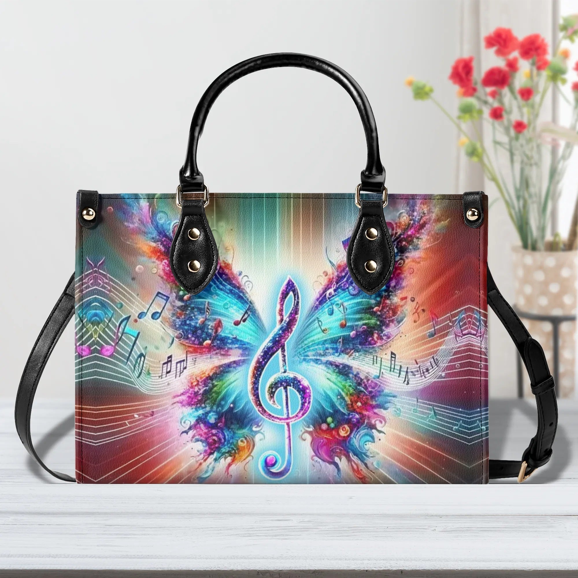 Colorful Music Note Butterfly Colorful Purse Hippie Leather Bag _1_ CeqHA