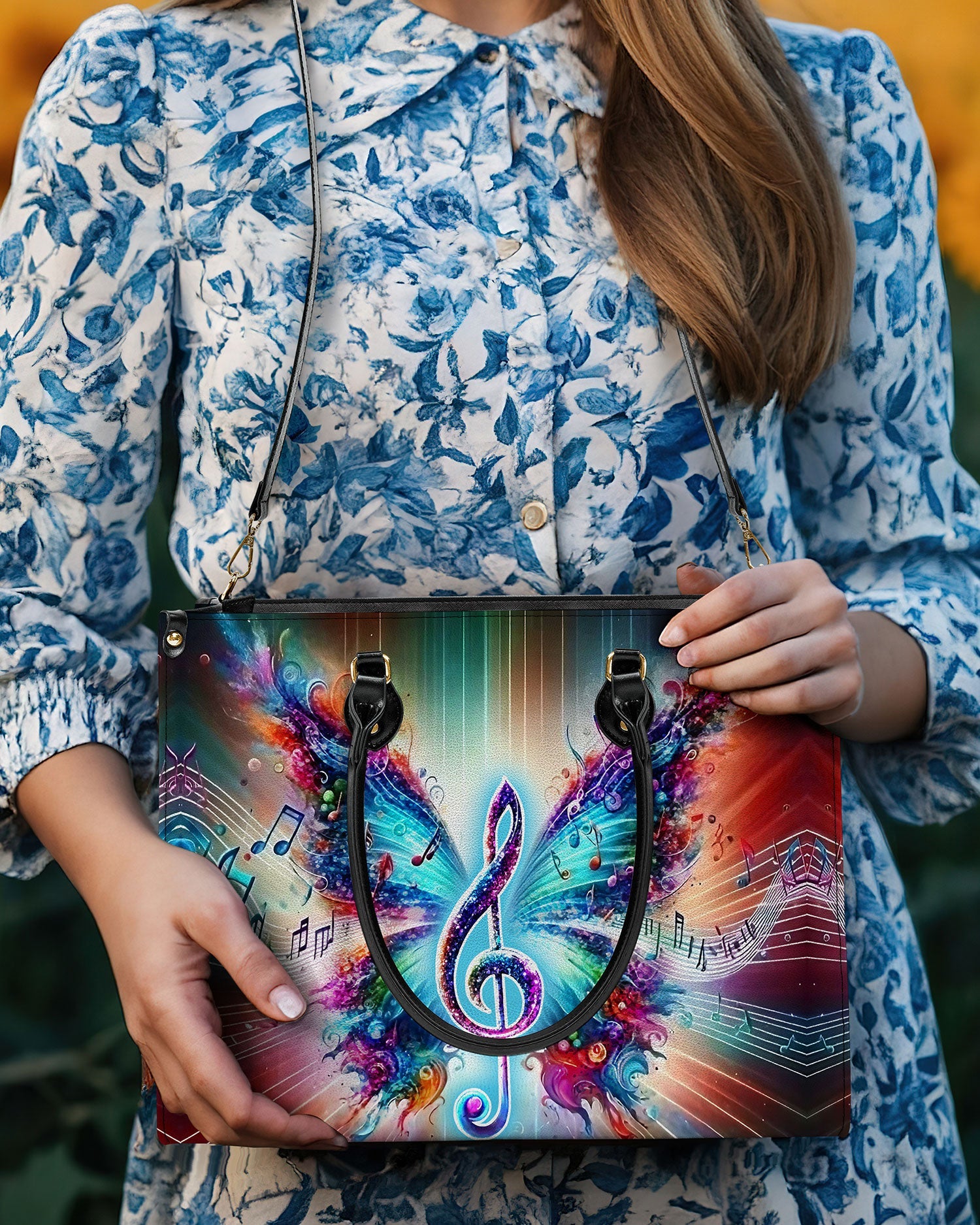 Colorful Music Note Butterfly Colorful Purse Hippie Leather Bag _7_ PVVyR