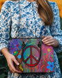 Colorful Peace and Love Graffiti Art Hippie Leather Bag Gift for Women _4_ SeRsa