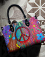 Colorful Peace and Love Graffiti Art Hippie Leather Bag Gift for Women _6_ Kzrxe