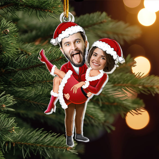 Custom Photo Couple Santa Clauses Funny Christmas Gifts For Couples - Personalized Acrylic Ornament