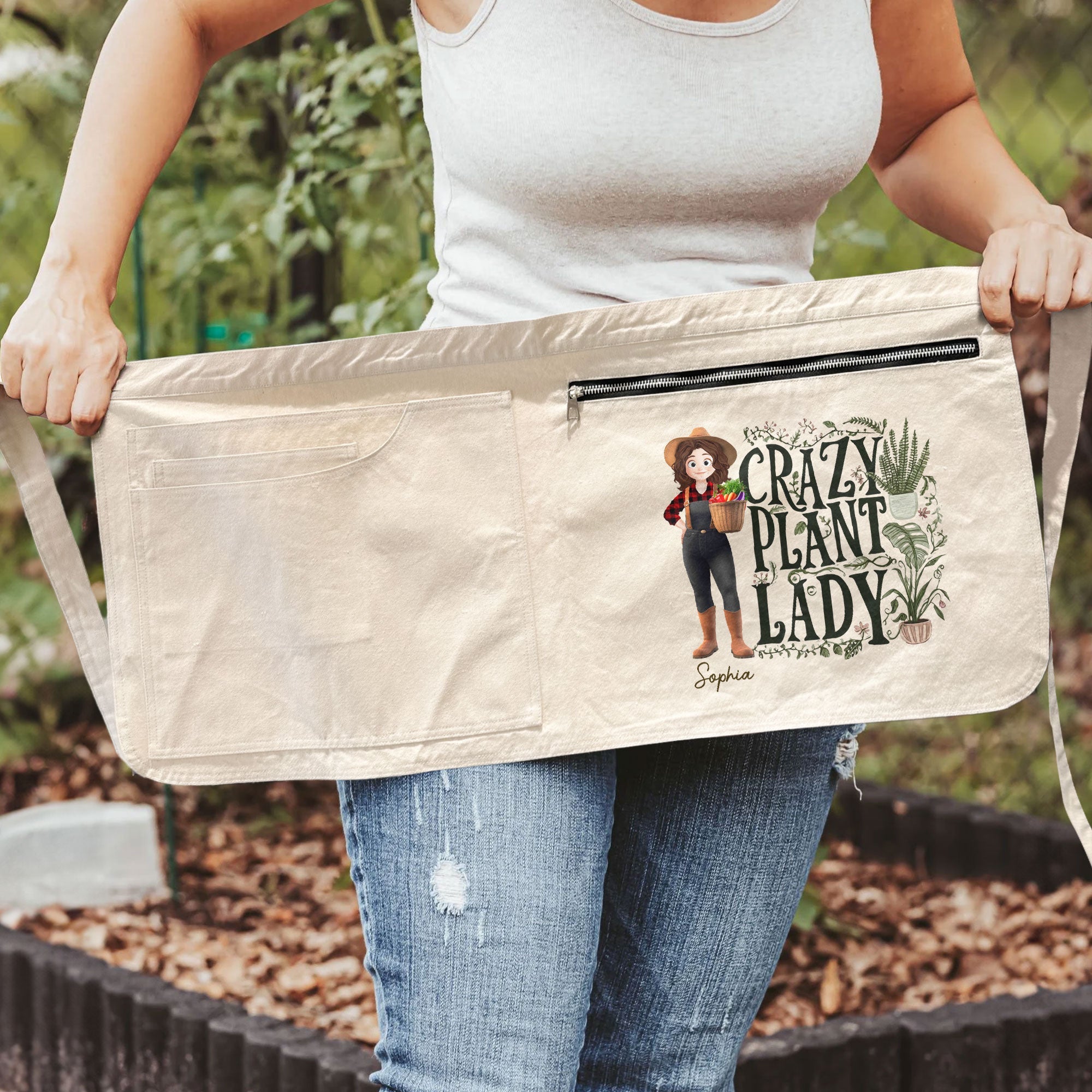 Crazy Plant Lady Cartoon Version Personalized Gardening Apron_3