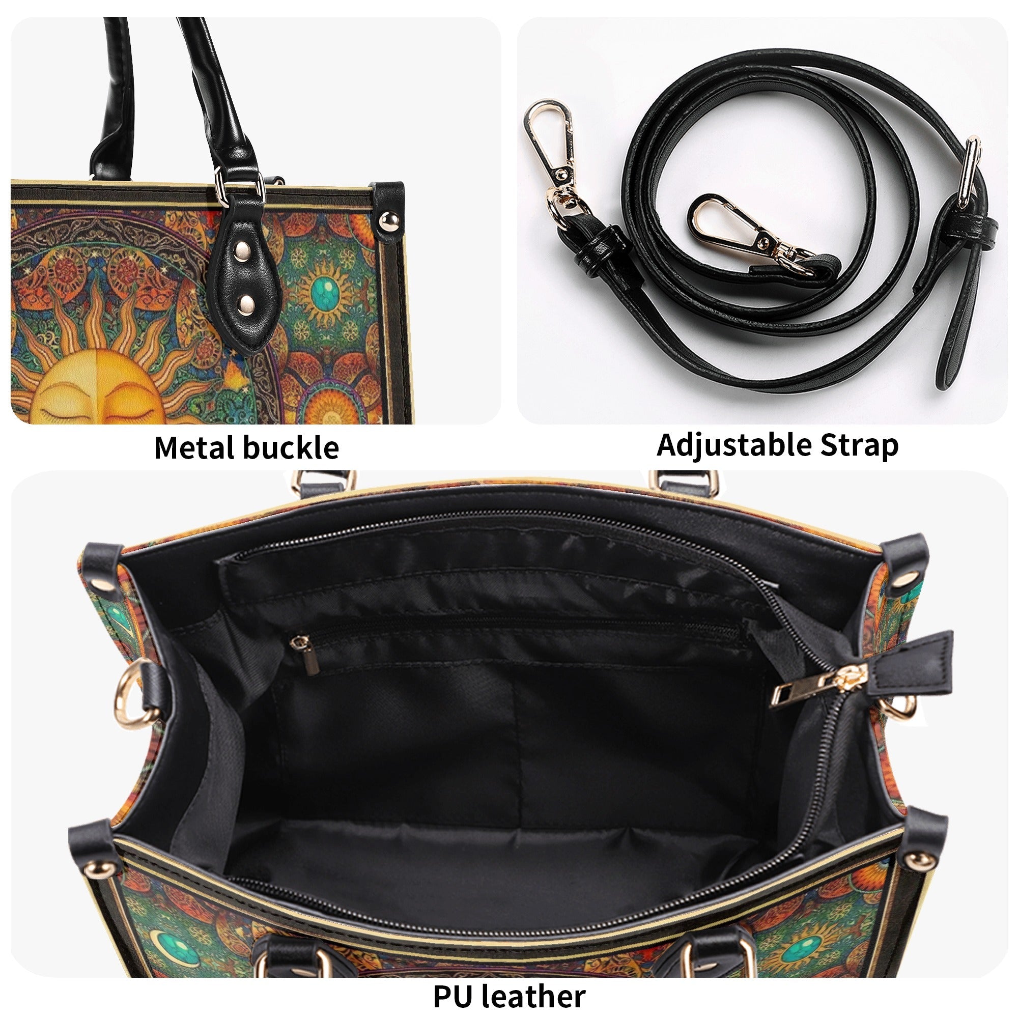 Custom Name Boho Celestial Sun and Moon Personalized Leather Bag Gift for Women _6_ bTEwG